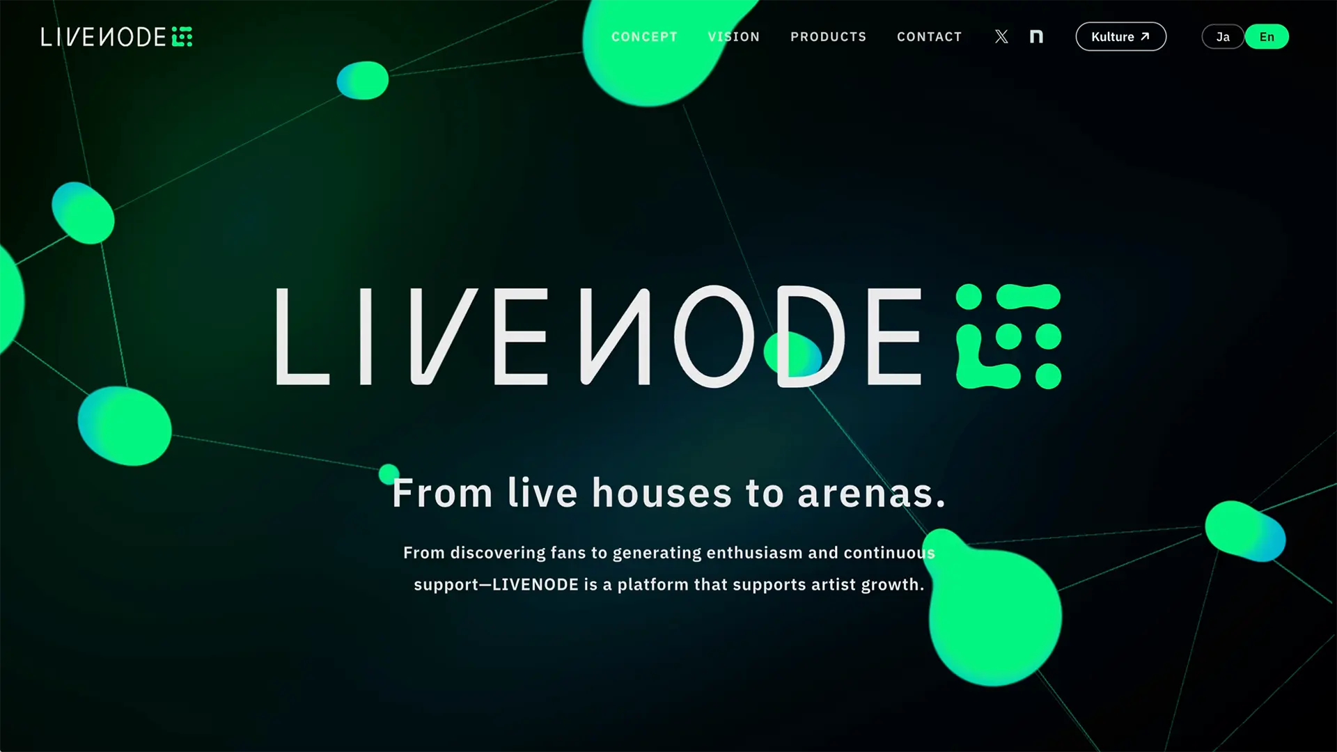 ファンデータの活用でアーティストの成長を加速させる新プラットフォーム「LIVENODE」のブランドサイトを制作